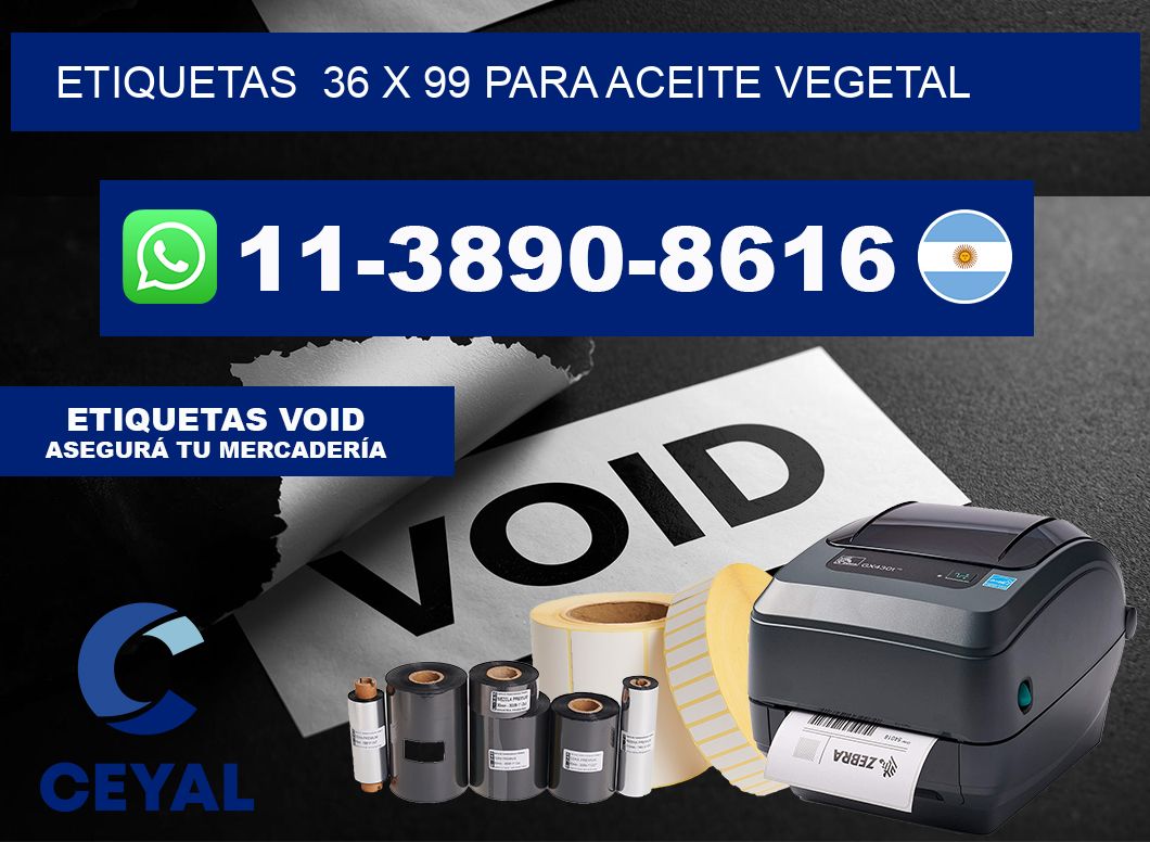 etiquetas  36 x 99 para Aceite vegetal