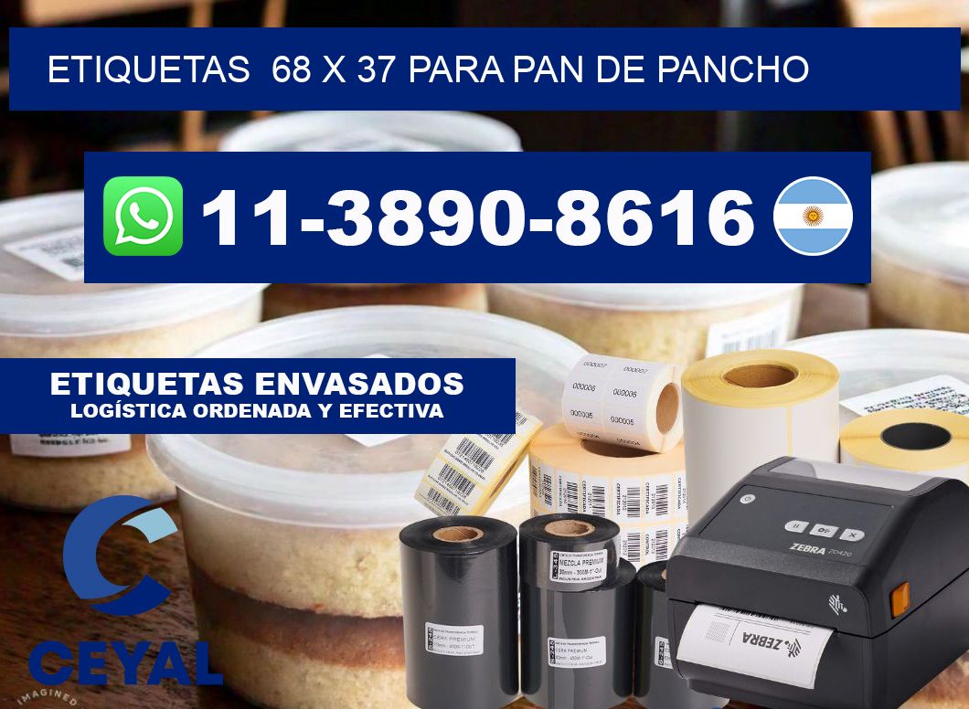 etiquetas  68 x 37 para Pan de pancho