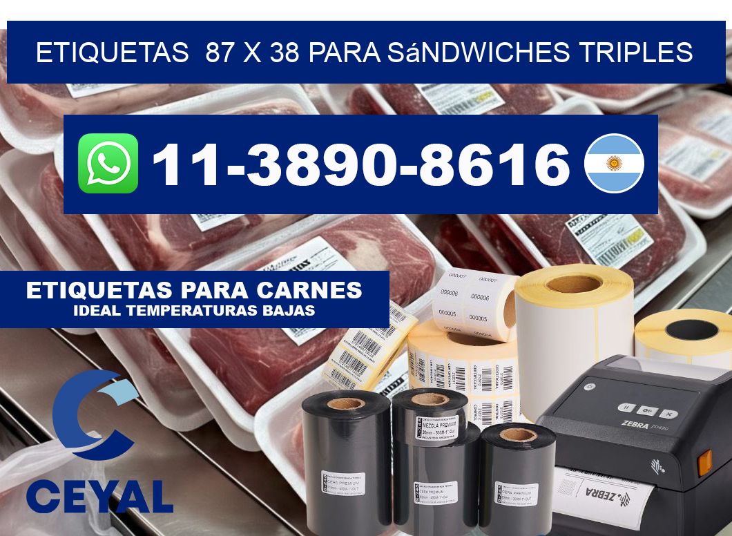 etiquetas 87 x 38 para Sándwiches triples