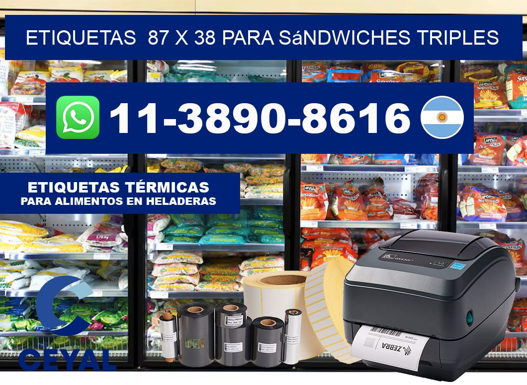 etiquetas  87 x 38 para Sándwiches triples