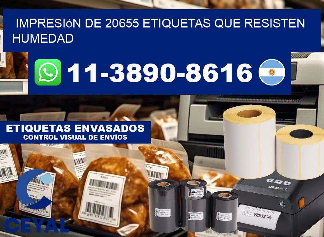 impresión de 20655 etiquetas que resisten humedad