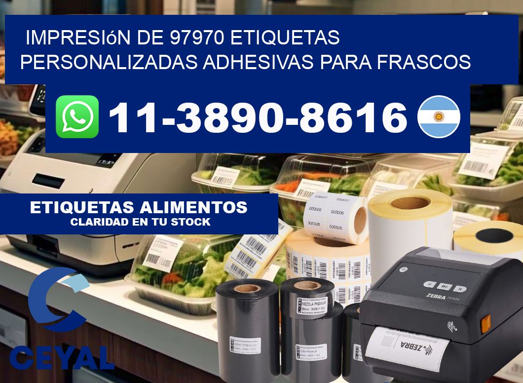 impresión de 97970 etiquetas personalizadas adhesivas para frascos