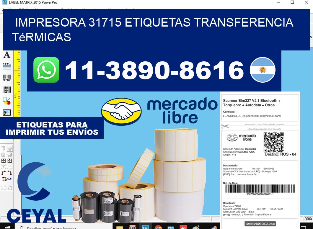 impresora 31715 etiquetas transferencia térmicas