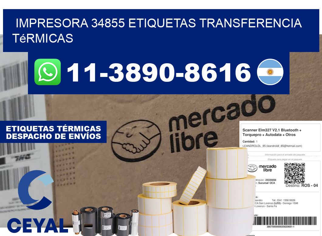impresora 34855 etiquetas transferencia térmicas