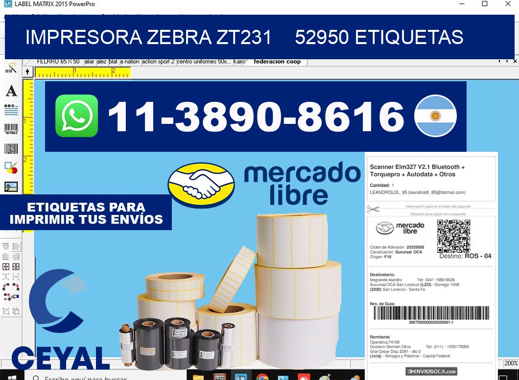 impresora zebra zt231 52950 etiquetas