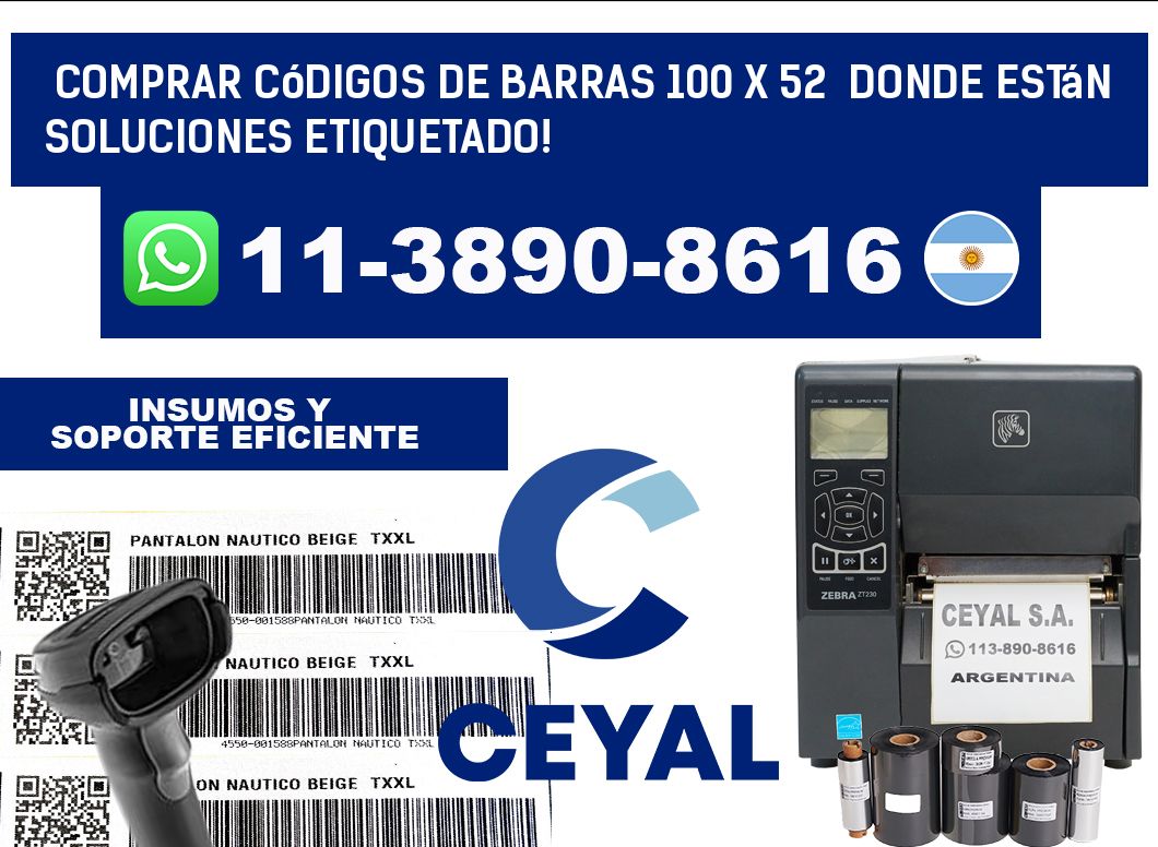 Comprar códigos de barras 100 x 52  donde están soluciones etiquetado!