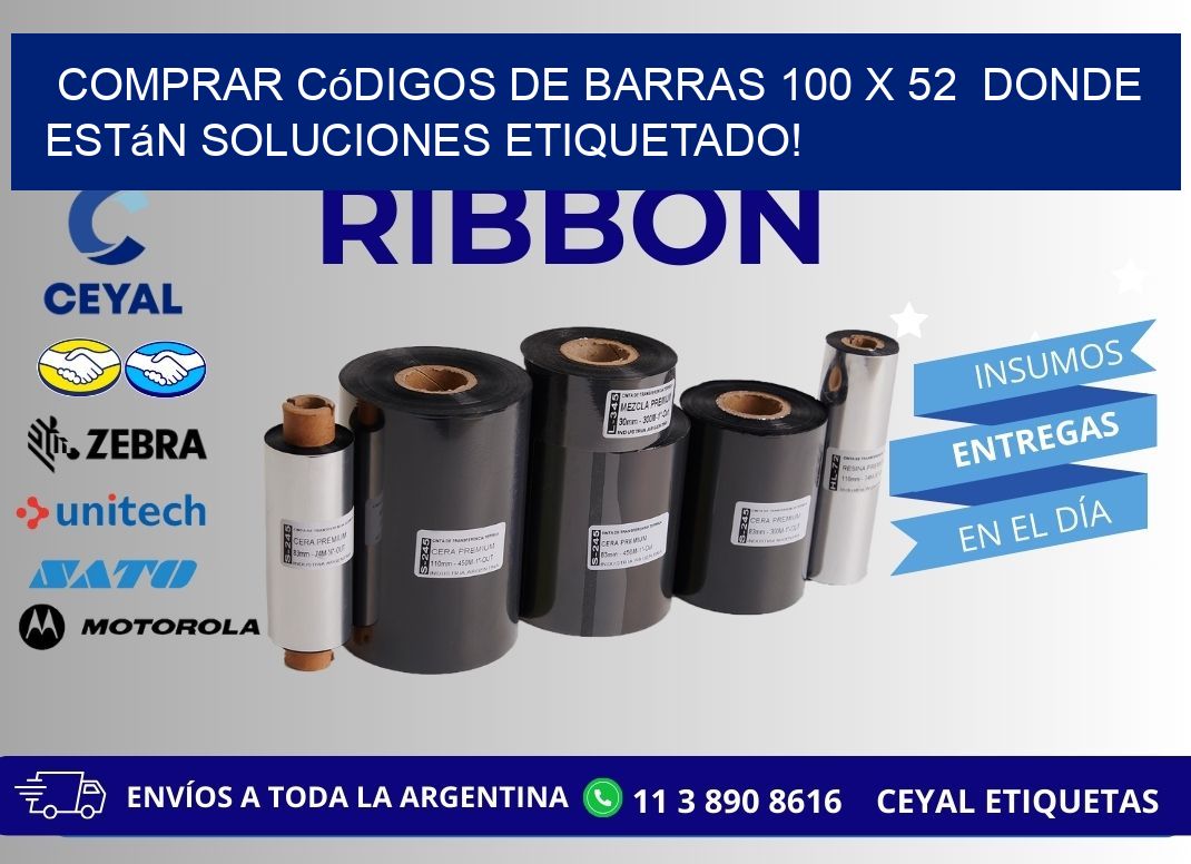 Comprar códigos de barras 100 x 52  donde están soluciones etiquetado!