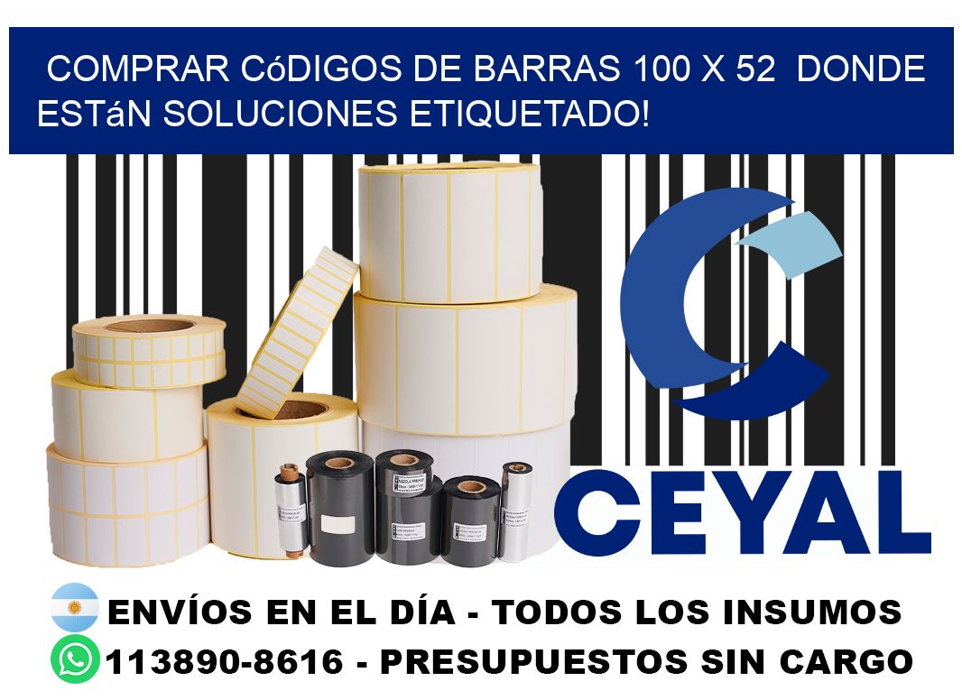 Comprar códigos de barras 100 x 52  donde están soluciones etiquetado!