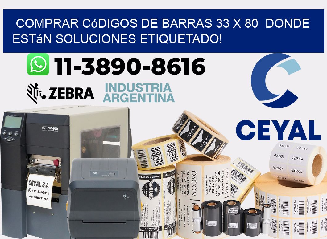 Comprar códigos de barras 33 x 80  donde están soluciones etiquetado!