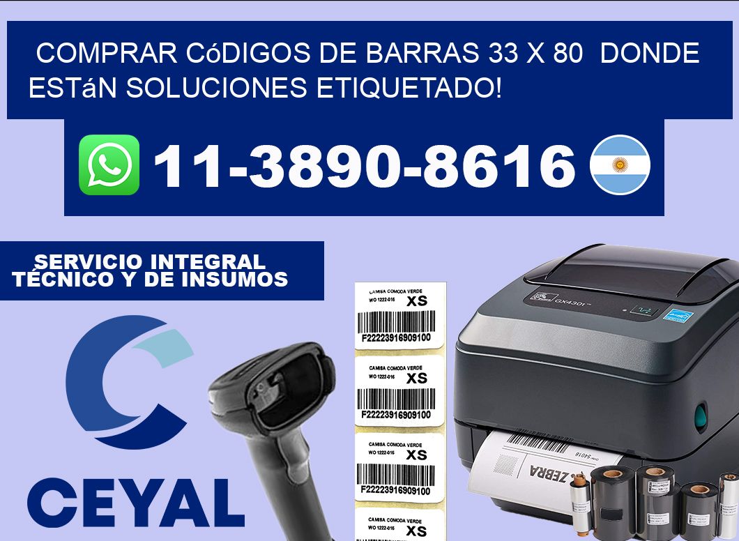 Comprar códigos de barras 33 x 80  donde están soluciones etiquetado!