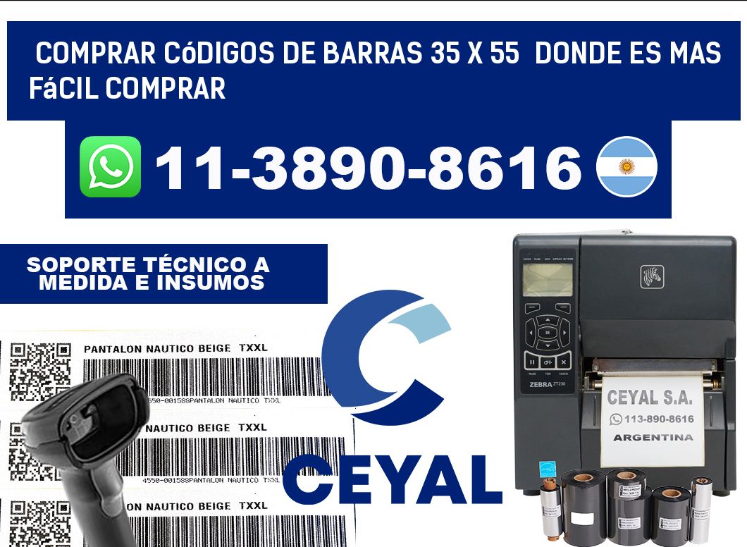 Comprar códigos de barras 35 x 55  Donde es mas fácil comprar