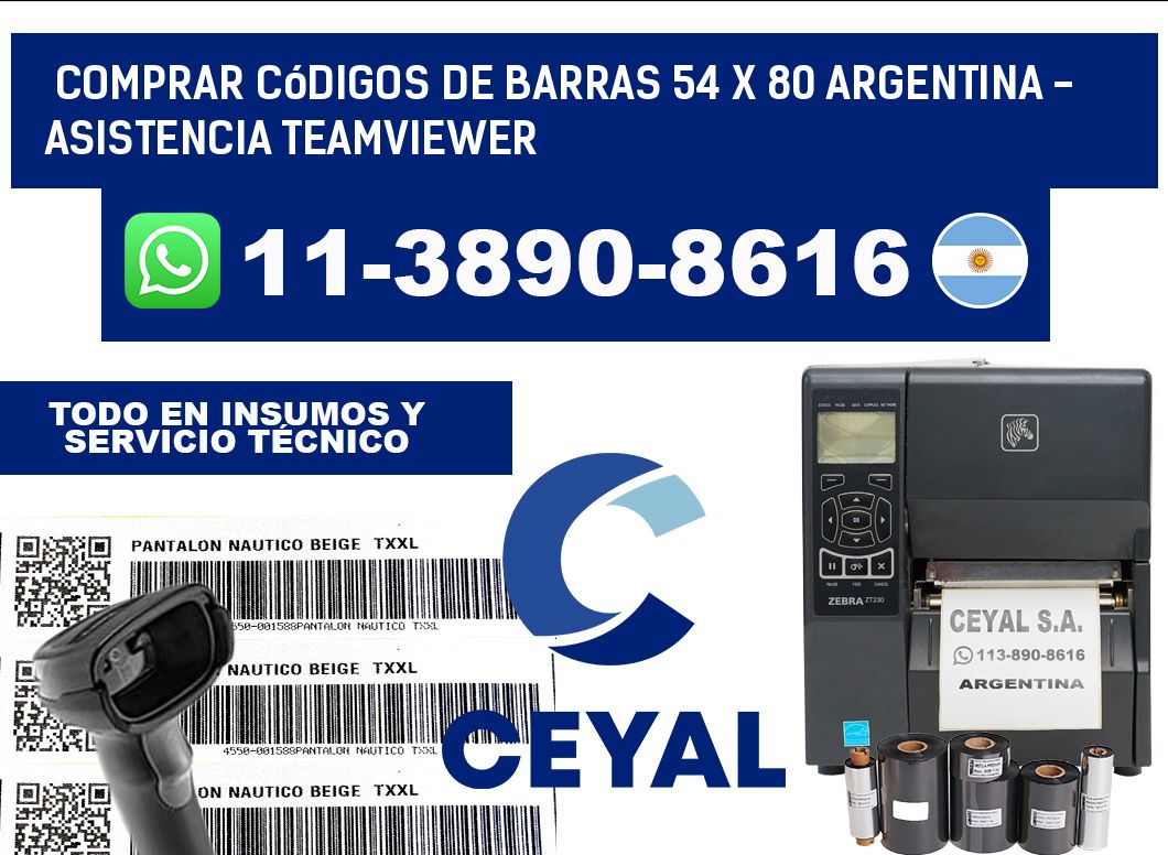 Comprar códigos de barras 54 x 80 argentina - asistencia teamviewer