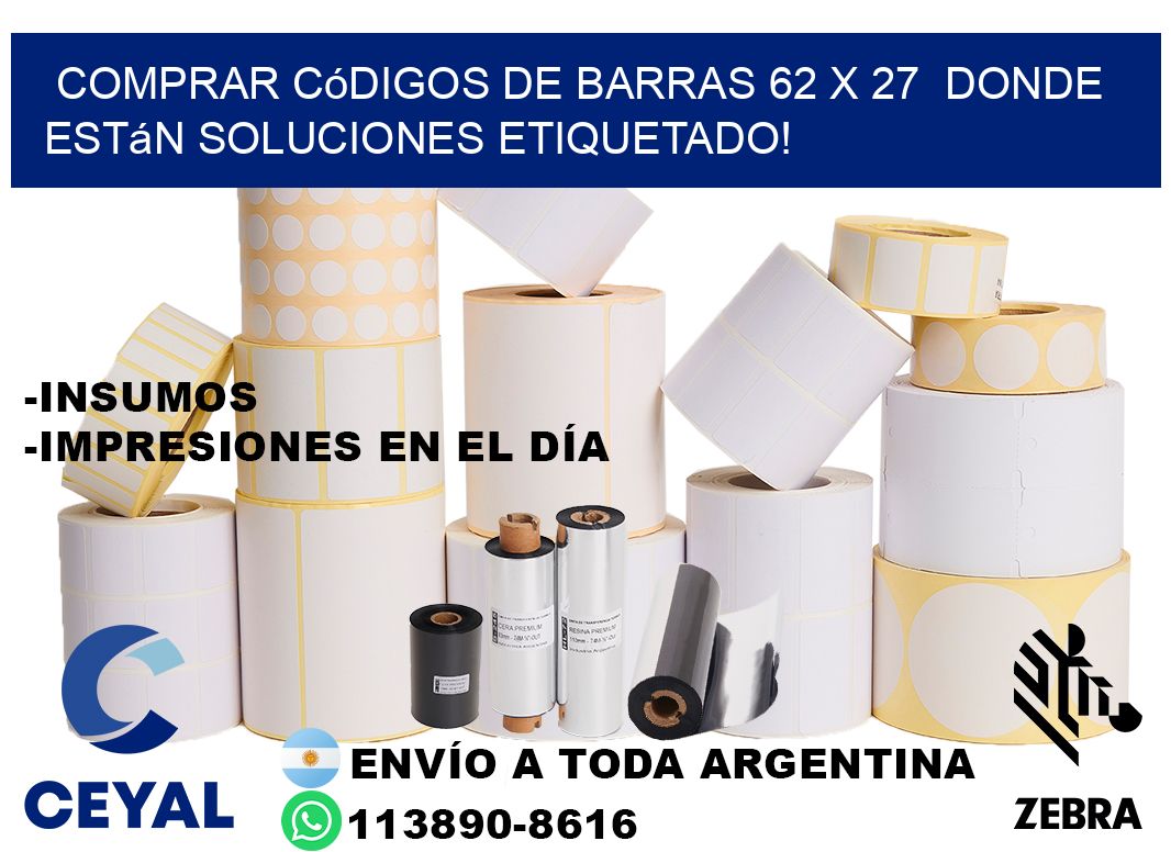 Comprar códigos de barras 62 x 27  donde están soluciones etiquetado!