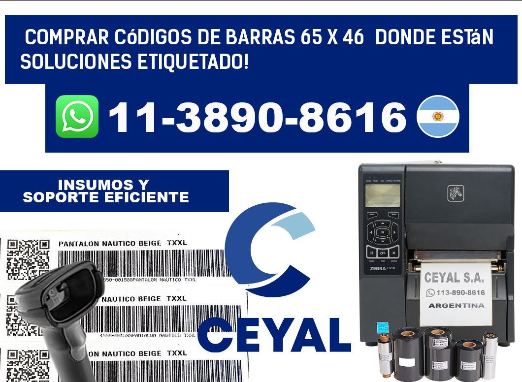 Comprar códigos de barras 65 x 46  donde están soluciones etiquetado!