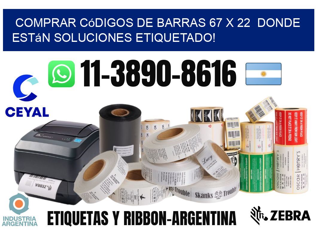 Comprar códigos de barras 67 x 22 donde están soluciones etiquetado!