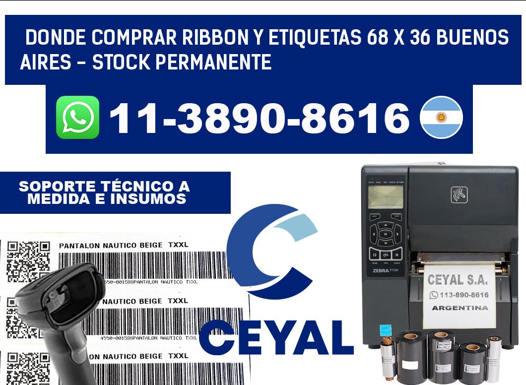 Donde Comprar ribbon y etiquetas 68 x 36 Buenos Aires - Stock permanente