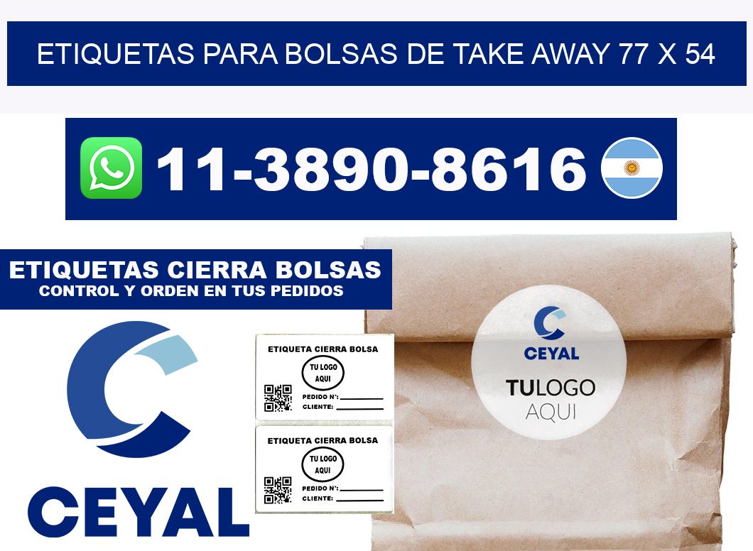 ETIQUETAS PARA BOLSAS DE TAKE AWAY 77 x 54