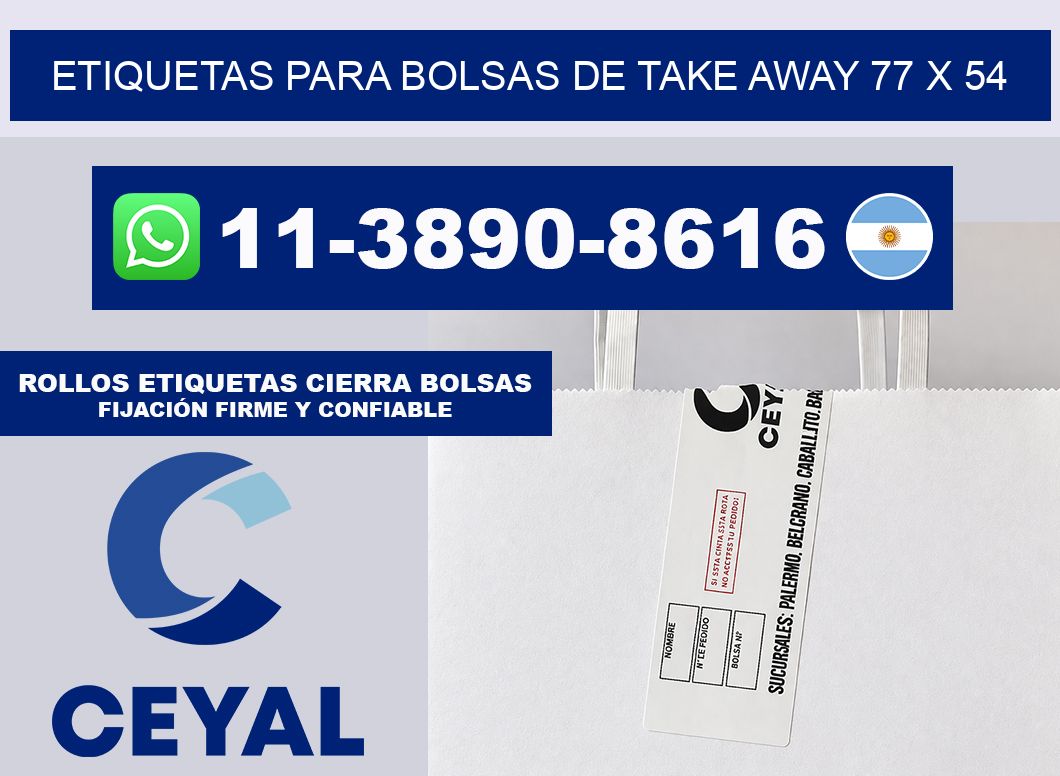 ETIQUETAS PARA BOLSAS DE TAKE AWAY 77 x 54