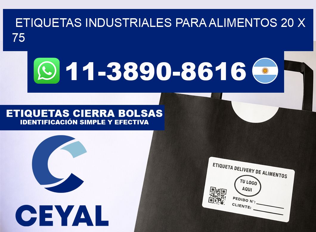 Etiquetas industriales para alimentos 20 x 75