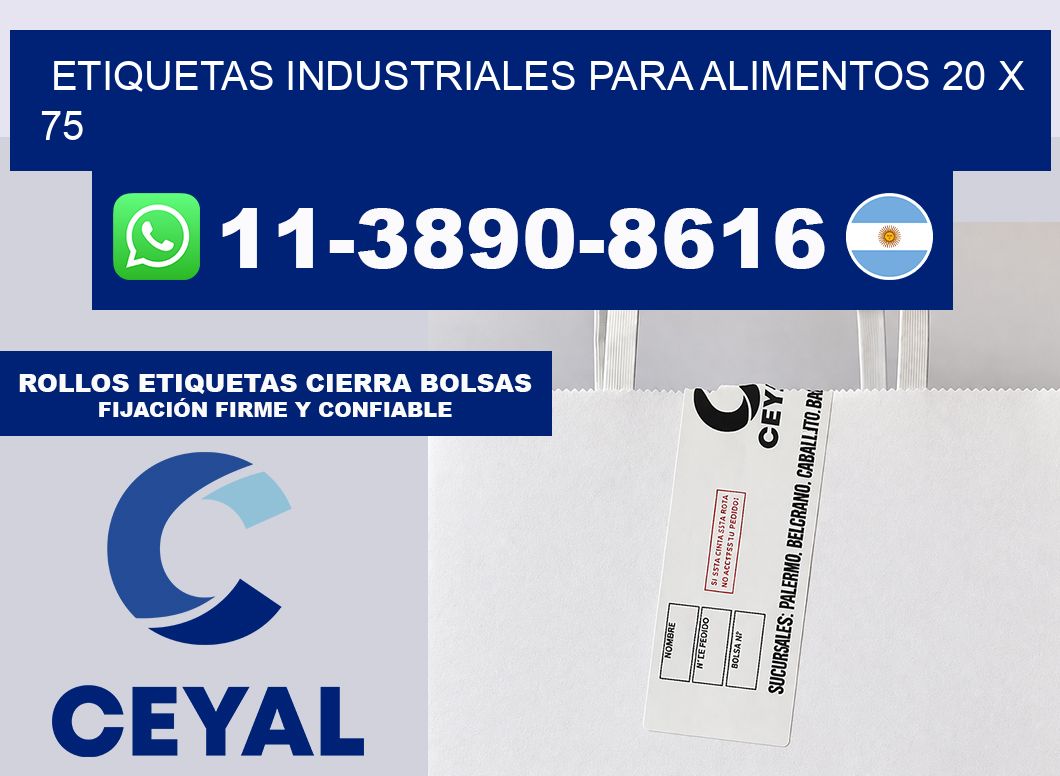 Etiquetas industriales para alimentos 20 x 75