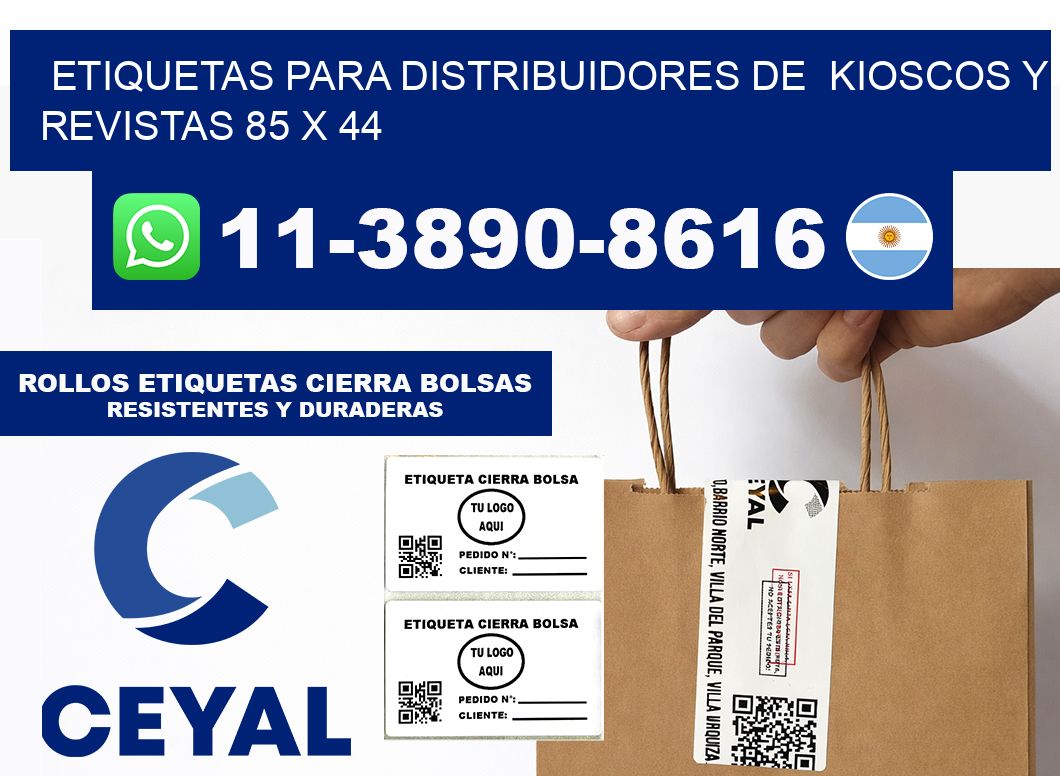 Etiquetas para distribuidores de  kioscos y revistas 85 x 44