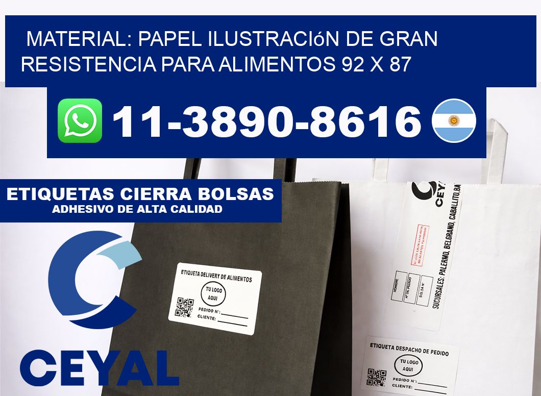 Material: papel ilustración de gran resistencia para alimentos 92 x 87