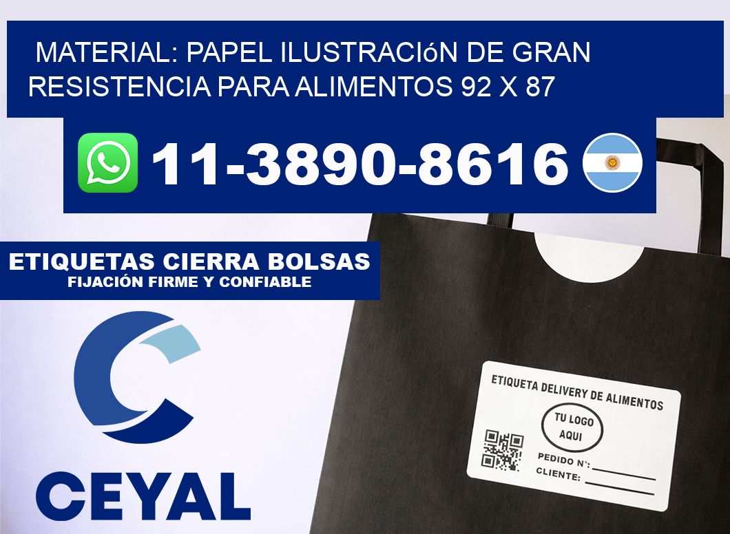 Material: papel ilustración de gran resistencia para alimentos 92 x 87