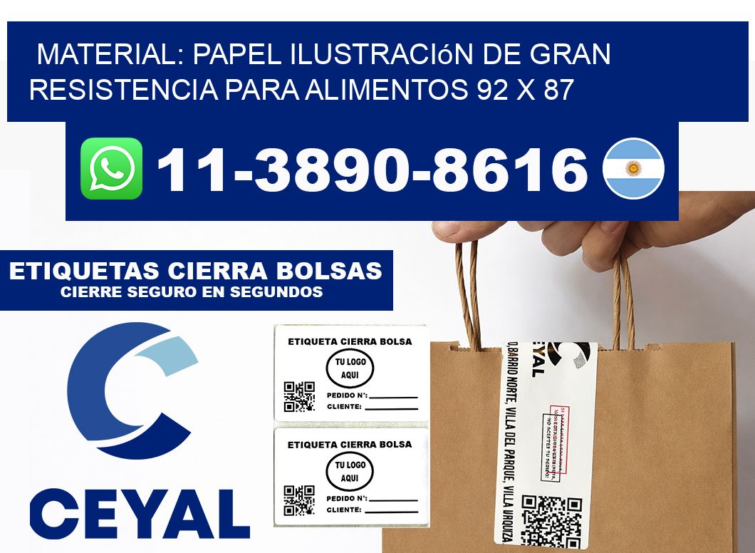 Material: papel ilustración de gran resistencia para alimentos 92 x 87