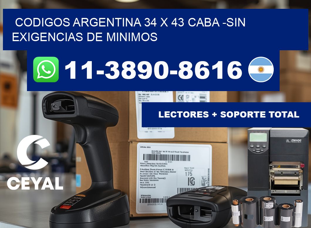 codigos Argentina 34 x 43 CABA -Sin exigencias de minimos