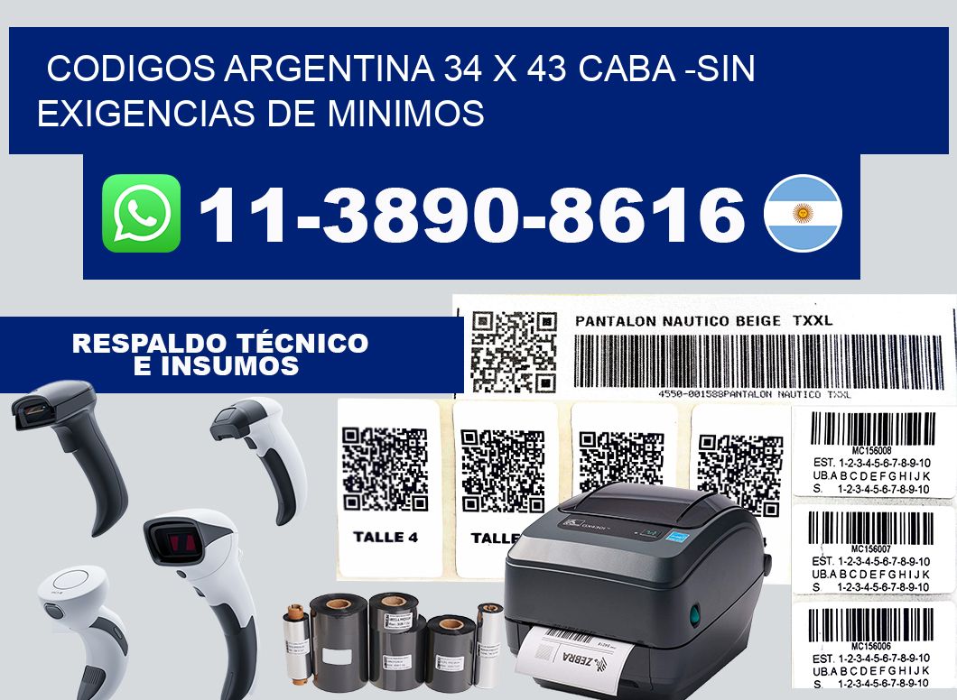 codigos Argentina 34 x 43 CABA -Sin exigencias de minimos