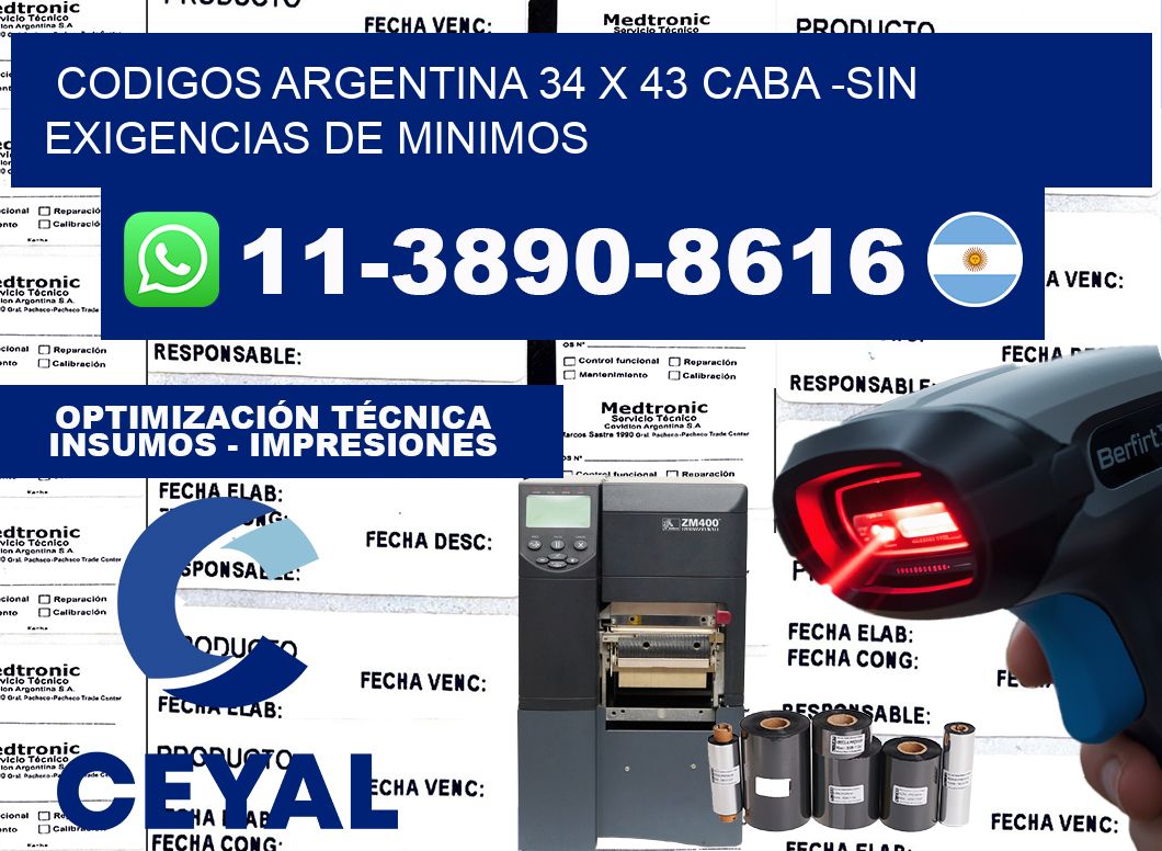 codigos Argentina 34 x 43 CABA -Sin exigencias de minimos