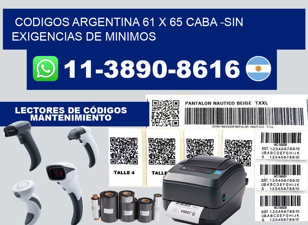 codigos Argentina 61 x 65 CABA -Sin exigencias de minimos