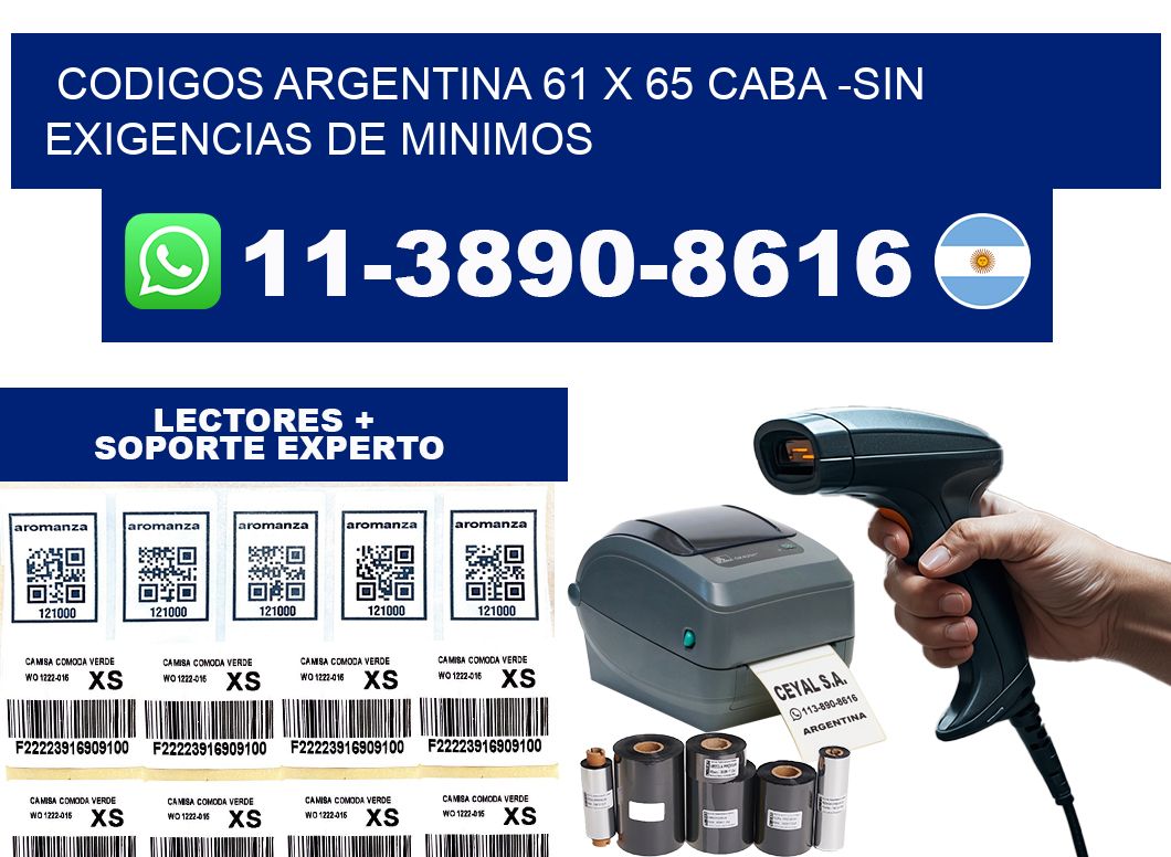 codigos Argentina 61 x 65 CABA -Sin exigencias de minimos