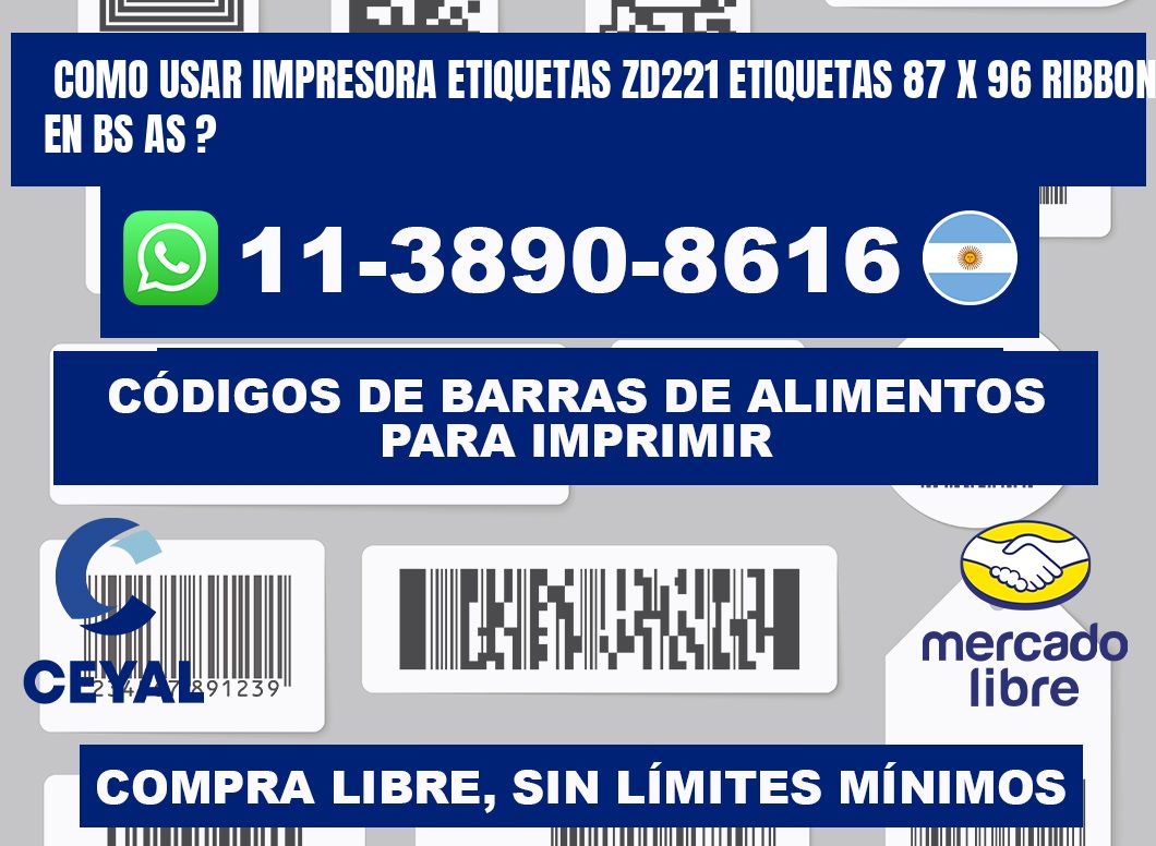 como usar impresora etiquetas zd221 etiquetas 87 x 96 ribbon en BS AS ?