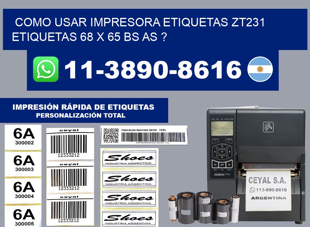 como usar impresora etiquetas zt231 etiquetas 68 x 65 BS AS ?