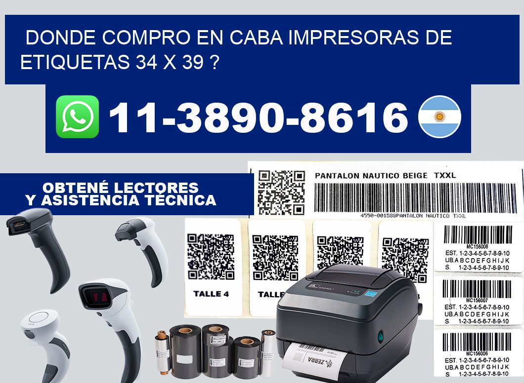 donde compro en CABA impresoras de etiquetas 34 x 39 ?