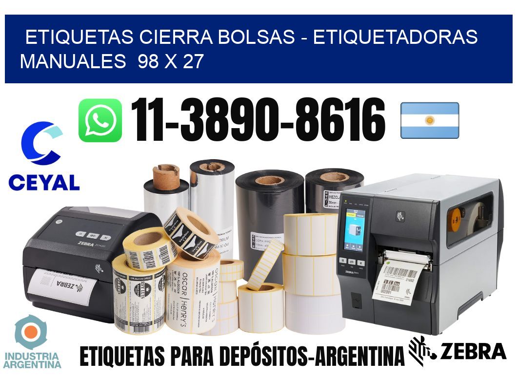 etiquetas cierra bolsas - Etiquetadoras Manuales  98 x 27