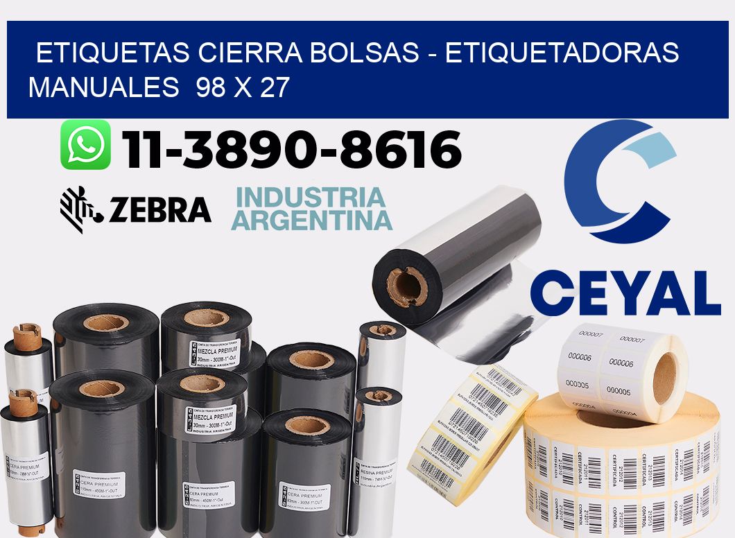 etiquetas cierra bolsas - Etiquetadoras Manuales  98 x 27