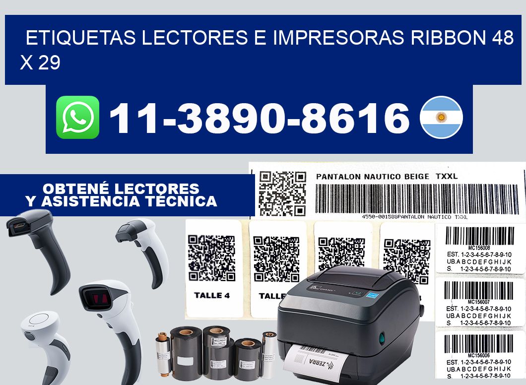 etiquetas lectores e impresoras ribbon 48 x 29