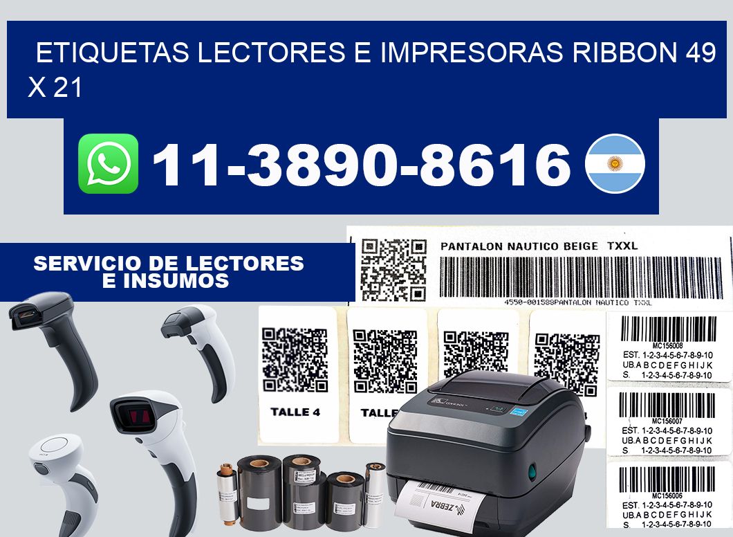 etiquetas lectores e impresoras ribbon 49 x 21