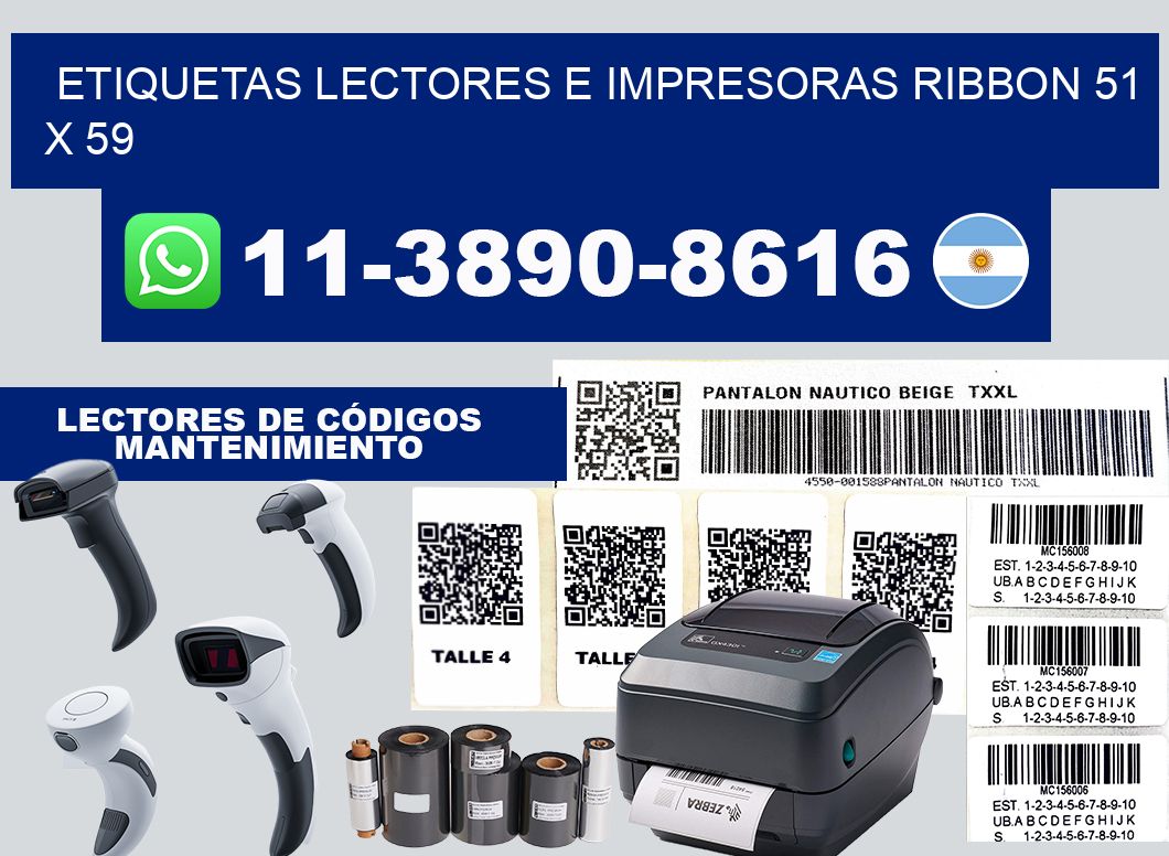 etiquetas lectores e impresoras ribbon 51 x 59