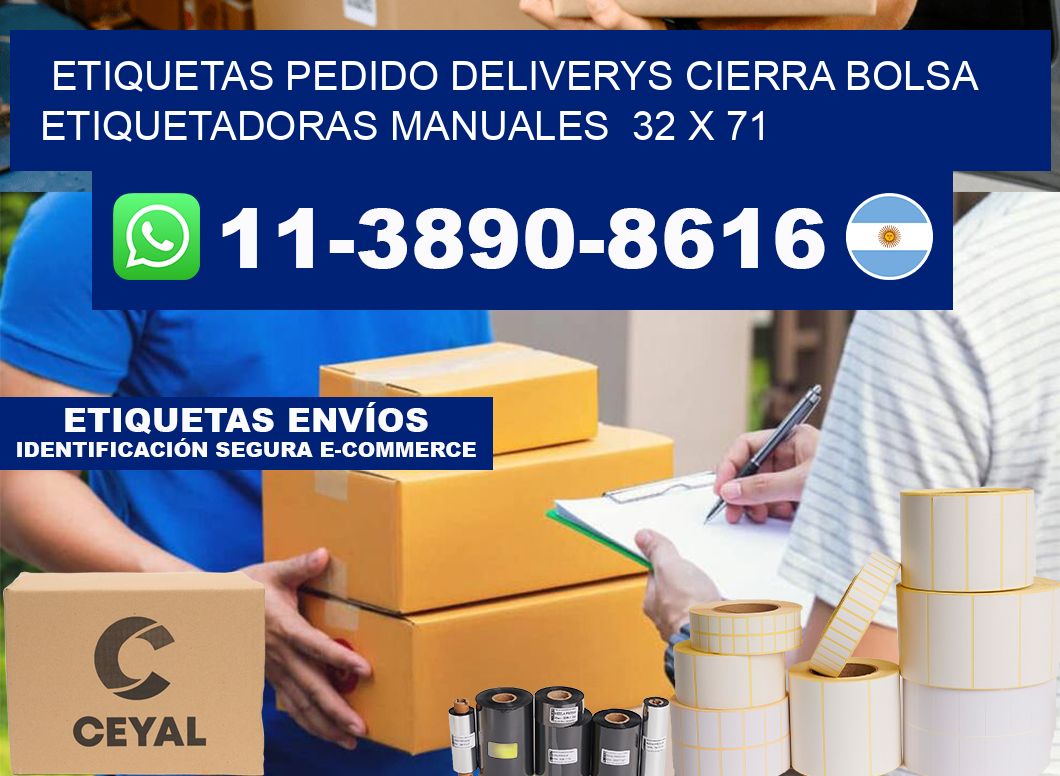 etiquetas pedido deliverys cierra bolsa  Etiquetadoras Manuales  32 x 71
