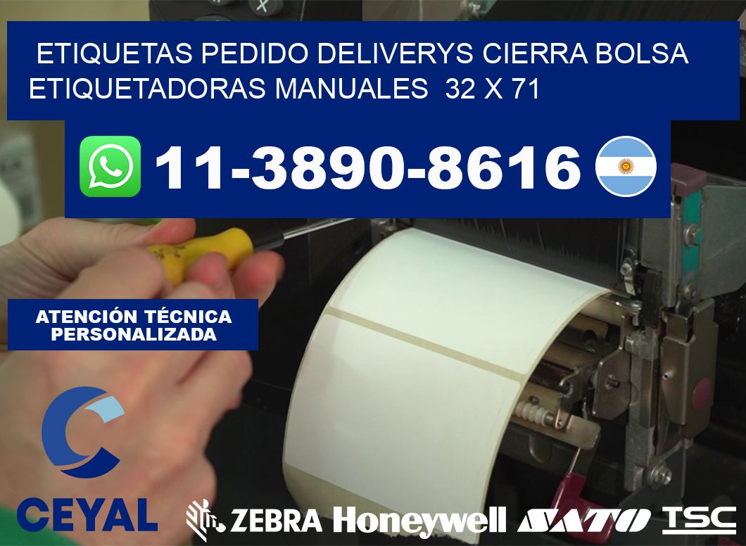 etiquetas pedido deliverys cierra bolsa  Etiquetadoras Manuales  32 x 71