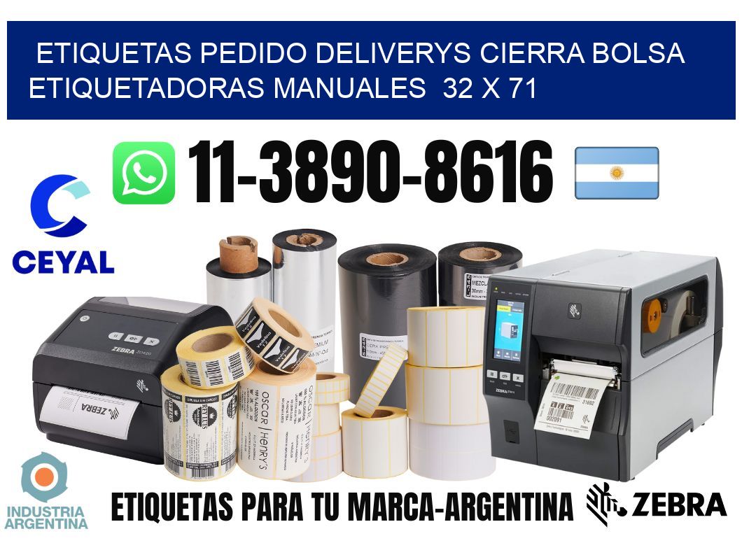 etiquetas pedido deliverys cierra bolsa  Etiquetadoras Manuales  32 x 71
