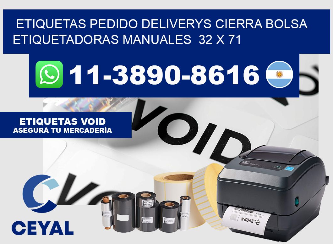 etiquetas pedido deliverys cierra bolsa  Etiquetadoras Manuales  32 x 71