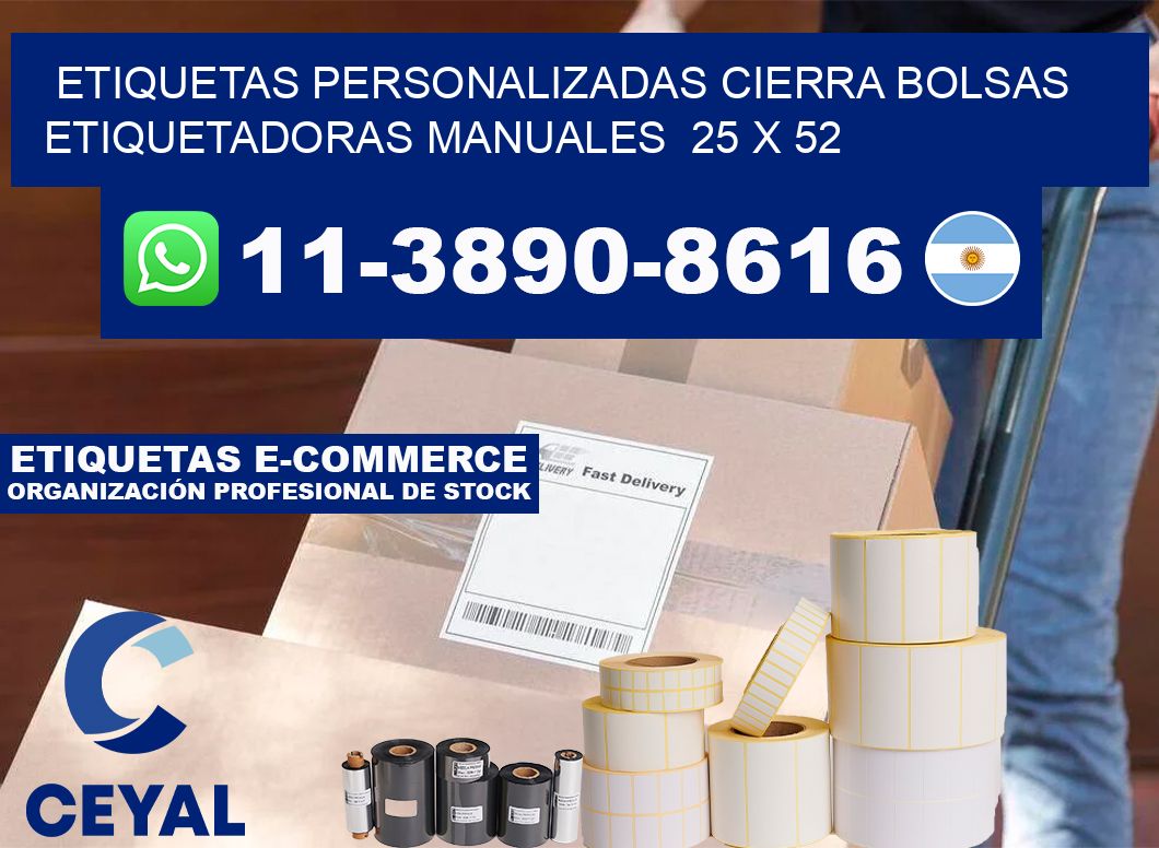 etiquetas personalizadas cierra bolsas Etiquetadoras Manuales 25 x 52