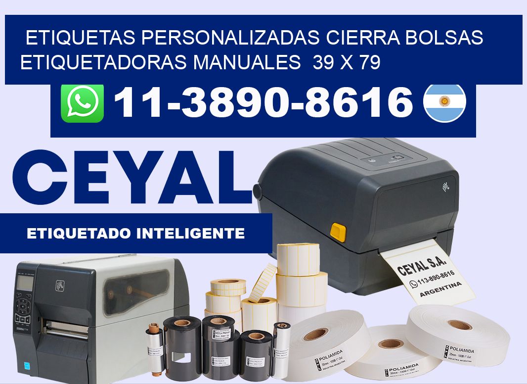 etiquetas personalizadas cierra bolsas Etiquetadoras Manuales 39 x 79