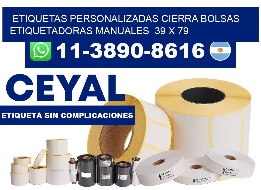 etiquetas personalizadas cierra bolsas Etiquetadoras Manuales 39 x 79