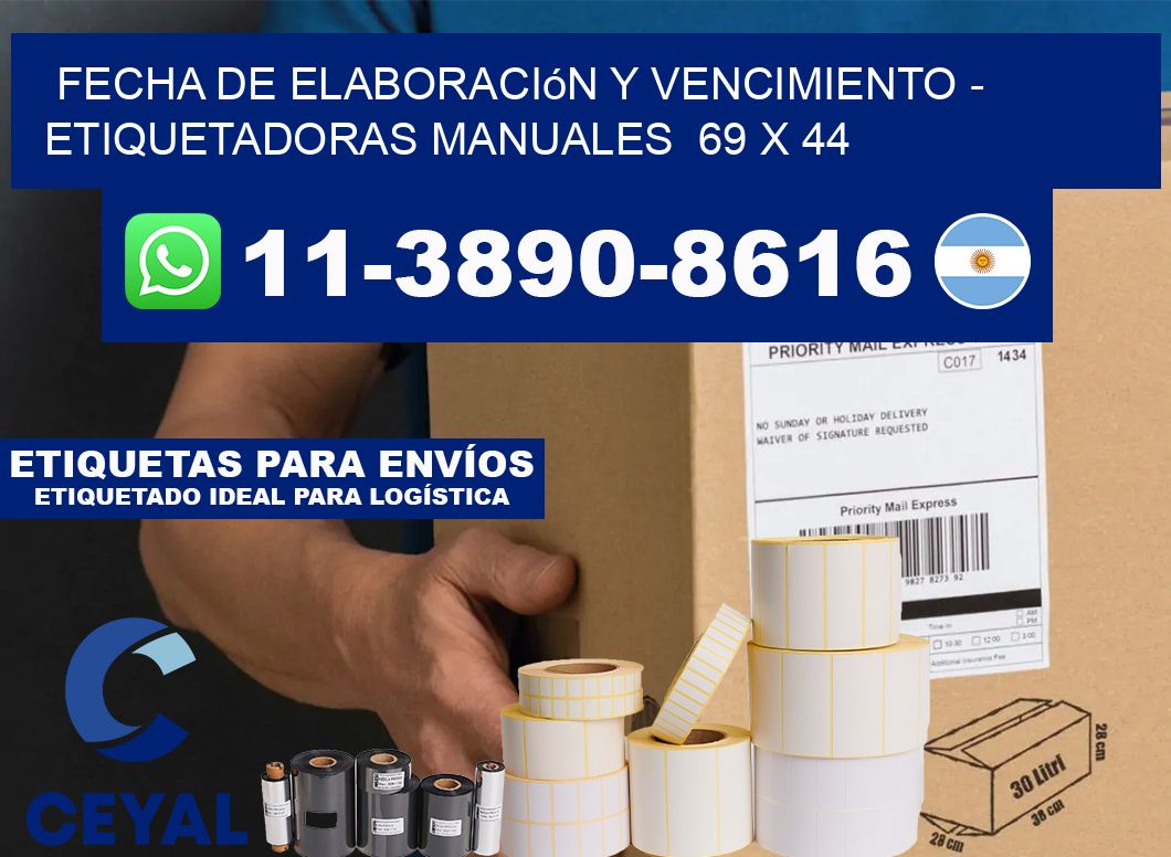 fecha de elaboración y vencimiento - Etiquetadoras Manuales 69 x 44