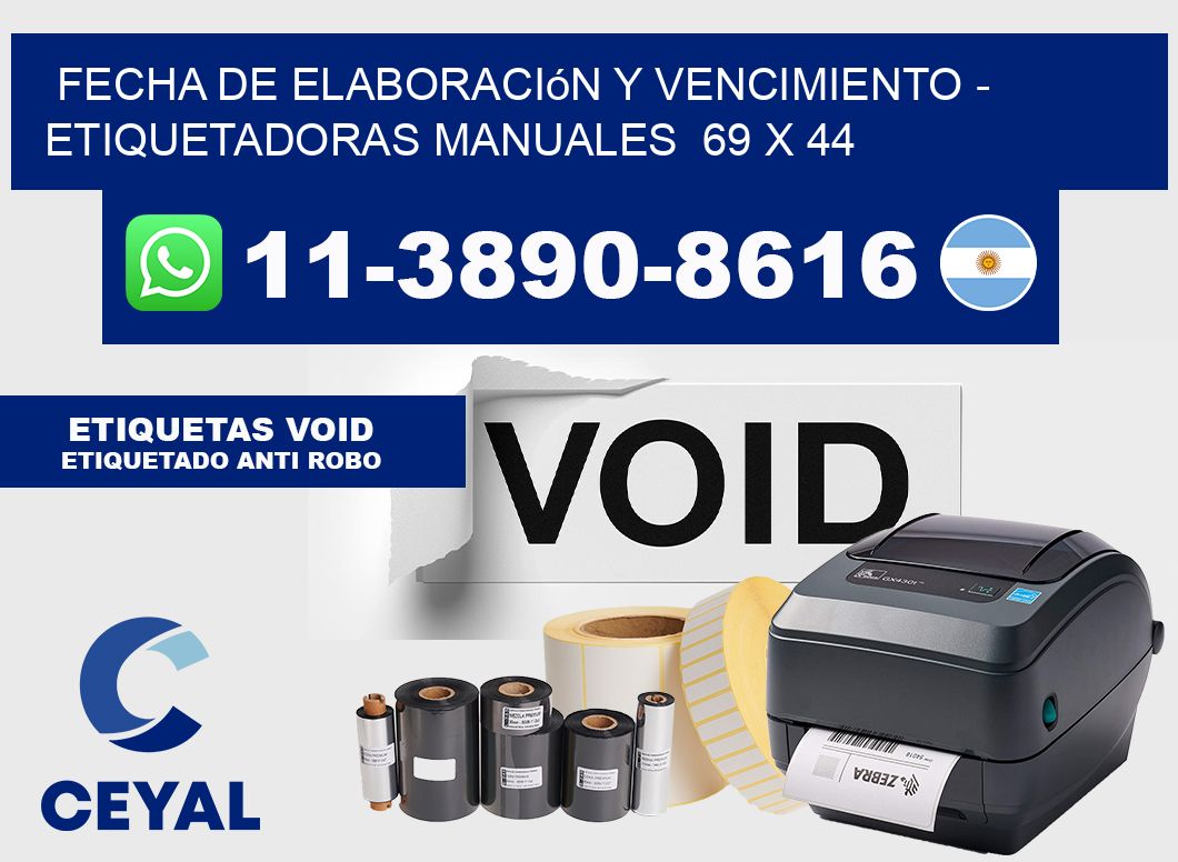 fecha de elaboración y vencimiento - Etiquetadoras Manuales 69 x 44